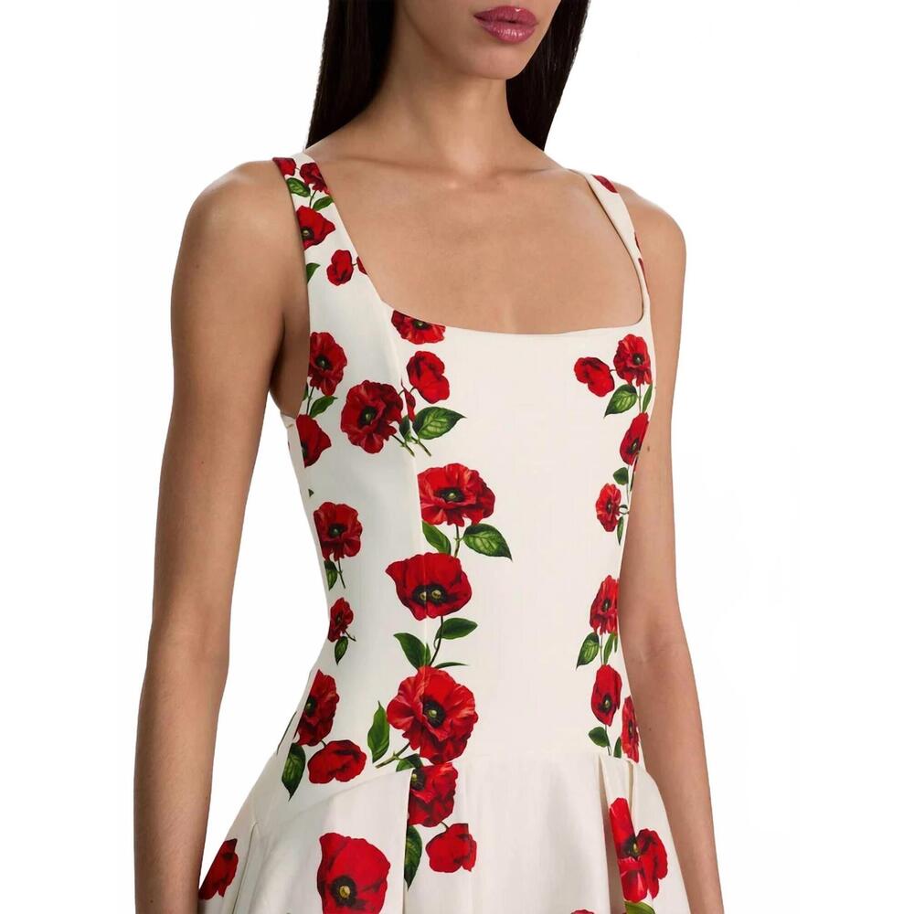 NEW ALICE + OLIVIA adley midi dress in summer poppy - Picture 3 of 5